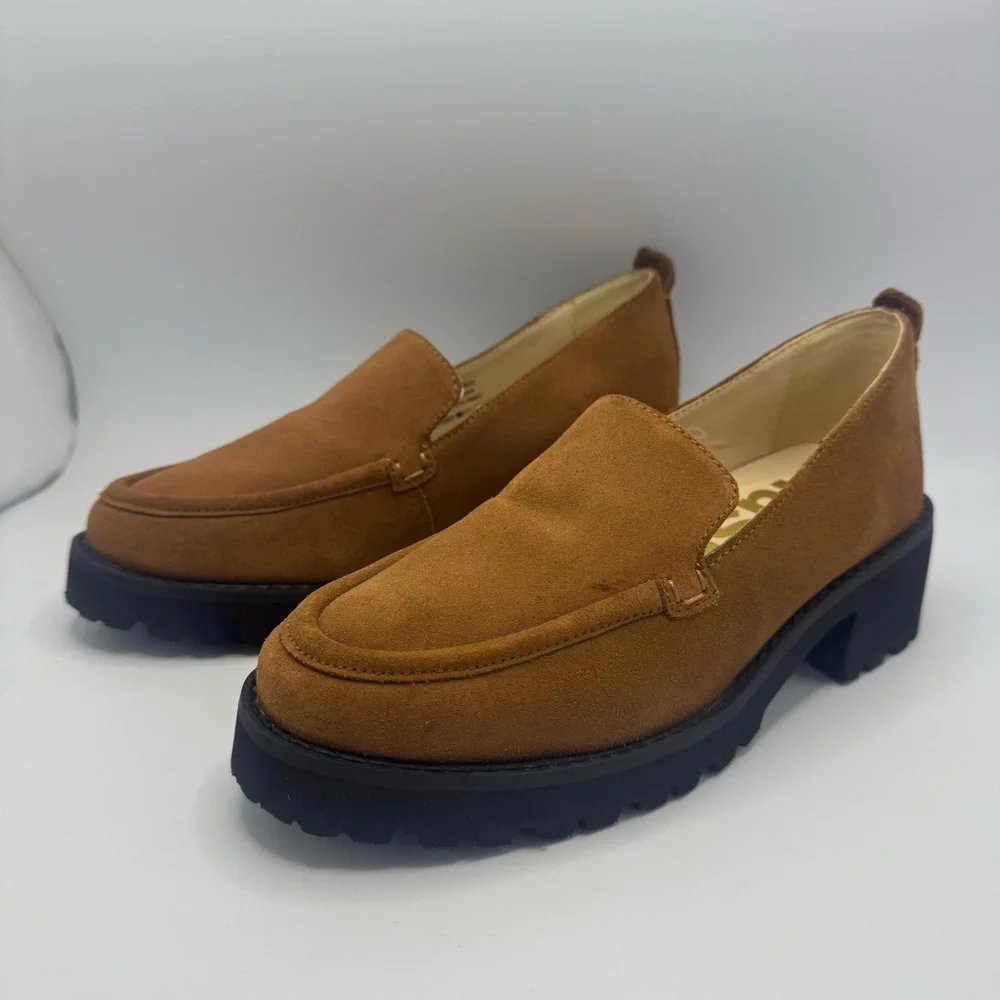Hush Puppies Lucy Cognac Loafers Size 6.5 Shoes Suede leather brown